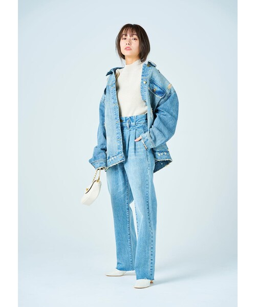 N WITH.（エヌウィズ）の「カットオフストレートデニム（デニムパンツ・レディース・ブルー・S/M）」の2枚目の写真