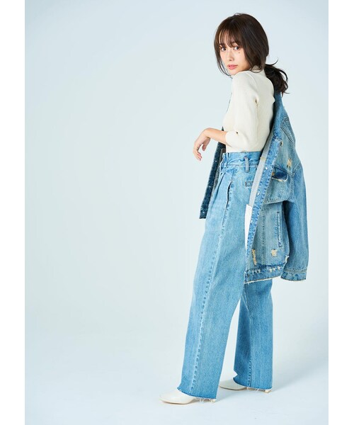 N WITH.（エヌウィズ）の「カットオフストレートデニム（デニムパンツ・レディース・ブルー・S/M）」の3枚目の写真