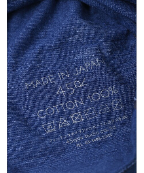 45r ドットバンダナの刺繍ビッグTシャツ ドルマン 半袖 インディゴ ブルー 45r ドットバンダナの刺繍ビッグTシャツ ドルマン 半袖