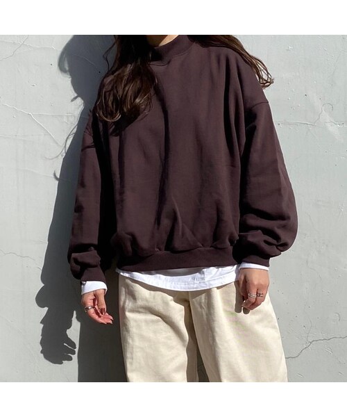 KALENO(カレノ)の「mock neck sweat(スウェット・レディース・ブラウン/ブラック・FREE)」の5枚目の写真