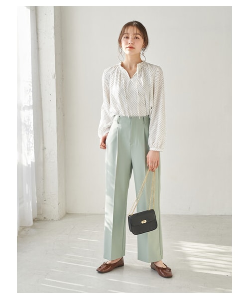 earth music&ecology(アースミュージックアンドエコロジー)の「【Special Price】新色追加【WEB限定】センタープレスストレートパンツ(パンツ・ライトベージュ/ミント/ブルー/ディープパープル/ローズ/チョコレート・S/M)」の3枚目の写真