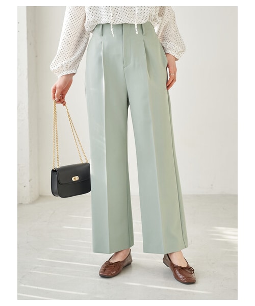 earth music&ecology(アースミュージックアンドエコロジー)の「【Special Price】新色追加【WEB限定】センタープレスストレートパンツ(パンツ・ライトベージュ/ミント/ブルー/ディープパープル/ローズ/チョコレート・S/M)」の2枚目の写真