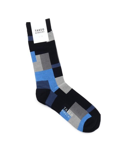 TAKEO KIKUCHI(タケオキクチ)の「パッチワークデザイン ソックス(レッグウェア・メンズ・ホワイト(501)/サックス(590)/ネイビー(593)・00)」の3枚目の写真