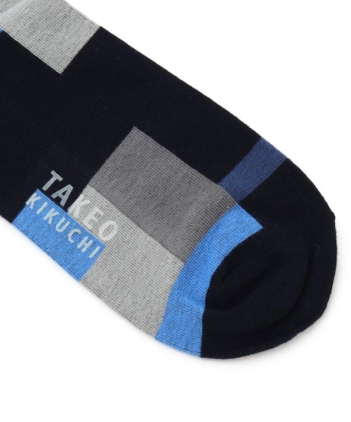 TAKEO KIKUCHI(タケオキクチ)の「パッチワークデザイン ソックス(レッグウェア・メンズ・ホワイト(501)/サックス(590)/ネイビー(593)・00)」の5枚目の写真
