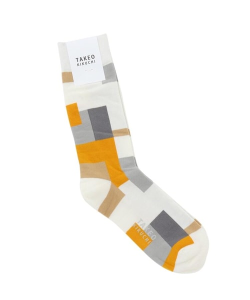 TAKEO KIKUCHI(タケオキクチ)の「パッチワークデザイン ソックス(レッグウェア・メンズ・ホワイト(501)/サックス(590)/ネイビー(593)・00)」の1枚目の写真