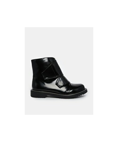 black patent ankle boots flat