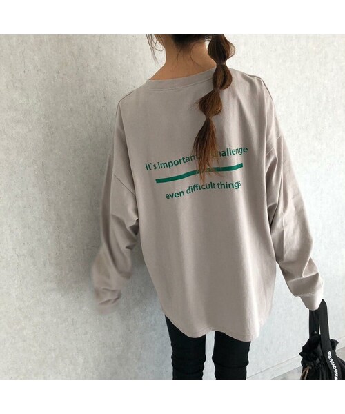 copine（コピン）の「【2021ss】ゆるっとシルエット！バックカラーロゴロンT(3color)（Tシャツ/カットソー・レディース・ホワイト/ベージュ/ブラック・ワンサイズ）」の3枚目の写真