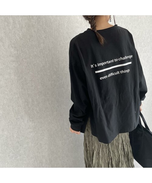copine（コピン）の「【2021ss】ゆるっとシルエット！バックカラーロゴロンT(3color)（Tシャツ/カットソー・レディース・ホワイト/ベージュ/ブラック・ワンサイズ）」の2枚目の写真