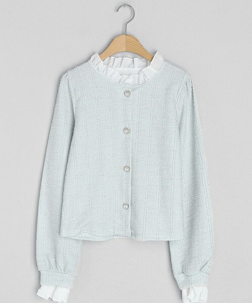 DHOLIC（ディーホリック）の「フリルツイードカーディガン（カーディガン/ボレロ・レディース・ホワイト/ブラック/ピンク/ブルー・ONESIZE）」の3枚目の写真