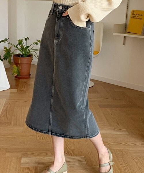 DHOLIC（ディーホリック）の「スリットデニムスカート（デニムスカート・レディース・ブルー/グレー・S/M）」の2枚目の写真