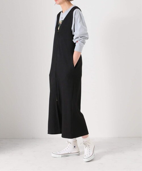 B.C STOCK（ベーセーストック）の「Vネック2WAYジャンスカ（ワンピース/ドレス・ブラック/フリー/在庫あり）」の3枚目の写真