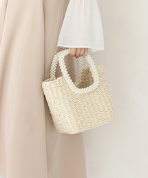 one after another NICE CLAUP | パールハンドル雑材バッグ(ショルダーバッグ)