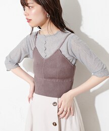 natural couture | シアーメローT×ニットビスチェセット(アンサンブル)