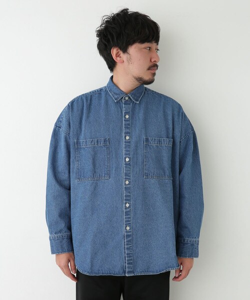 URBAN RESEARCH Sonny Label（アーバンリサーチサニーレーベル）の「デニムオーバーシャツ（その他・メンズ・ホワイト/デニム・M/L）」の5枚目の写真