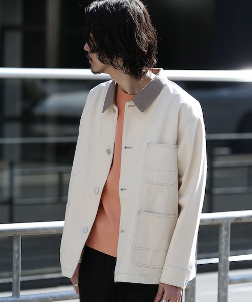 URBAN RESEARCH Sonny Label（アーバンリサーチサニーレーベル）の「衿切替カバーオールジャケット（その他・メンズ・インディゴ/カーキ/オフ・M/L）」の2枚目の写真