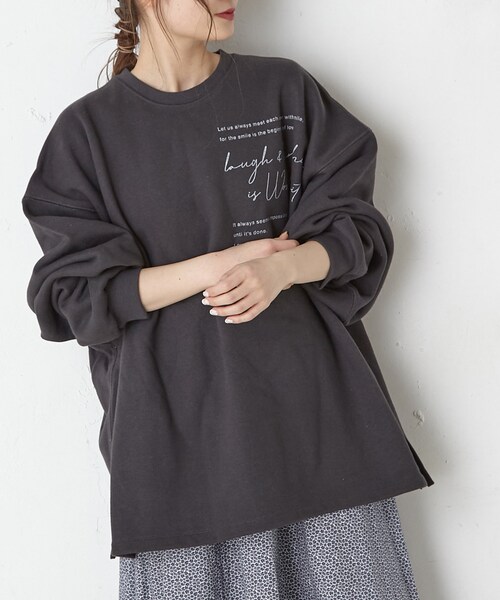 PUAL CE CIN(ピュアルセシン)の「【WEB限定】ヘビーウェイトスウェットプルオーバー(Tシャツ/カットソー・レディース・アイボリー/トップグレー/サックスブルー/チャコールグレー・FREE)」の1枚目の写真