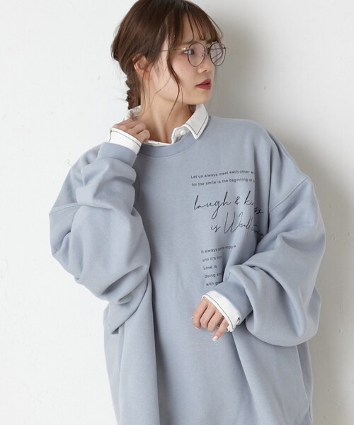 PUAL CE CIN(ピュアルセシン)の「【WEB限定】ヘビーウェイトスウェットプルオーバー(Tシャツ/カットソー・レディース・アイボリー/トップグレー/サックスブルー/チャコールグレー・FREE)」の3枚目の写真