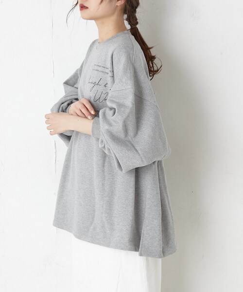 PUAL CE CIN(ピュアルセシン)の「【WEB限定】ヘビーウェイトスウェットプルオーバー(Tシャツ/カットソー・レディース・アイボリー/トップグレー/サックスブルー/チャコールグレー・FREE)」の4枚目の写真