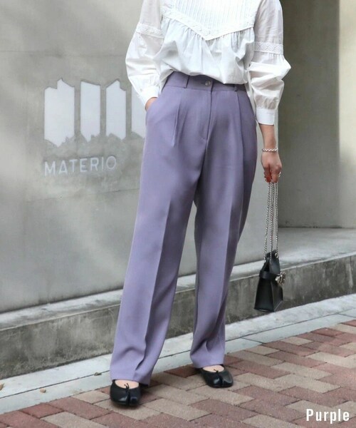 Sheson（シーズン）の「カラータックパンツ（スラックス・レディース・クリーム/パープル/ブラック・FREE）」の3枚目の写真