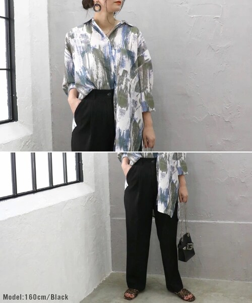 Sheson（シーズン）の「カラータックパンツ（スラックス・レディース・クリーム/パープル/ブラック・FREE）」の4枚目の写真