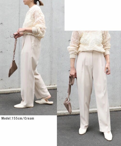 Sheson（シーズン）の「カラータックパンツ（スラックス・レディース・クリーム/パープル/ブラック・FREE）」の5枚目の写真