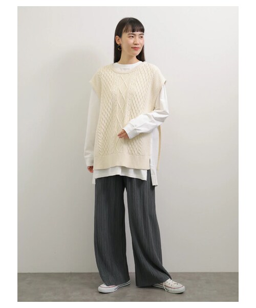 AMERICAN HOLIC(アメリカンホリック)の「プリーツワイドパンツ(パンツ・チャコールグレー/ライトベージュ/モカ・M/L)」の14枚目の写真