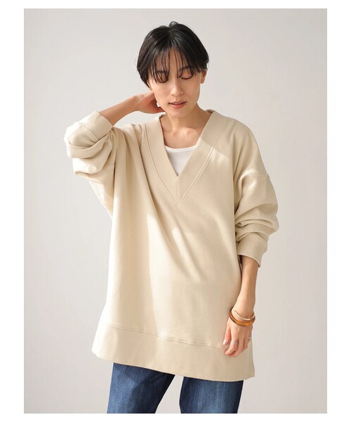 AMERICAN HOLIC(アメリカンホリック)の「Vネックドロップショルダー裏毛プルオーバー(トップス・アイボリー/オフホワイト/杢ライトグレー/ブルー/ネイビー・M/L)」の11枚目の写真