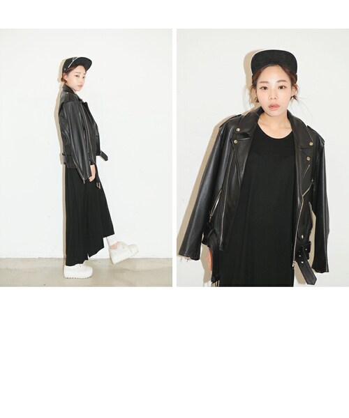 STYLENANDA（スタイルナンダ）の「ボーイフィットライダースジャケット（その他・レディース・ブラック・FRE）」の14枚目の写真