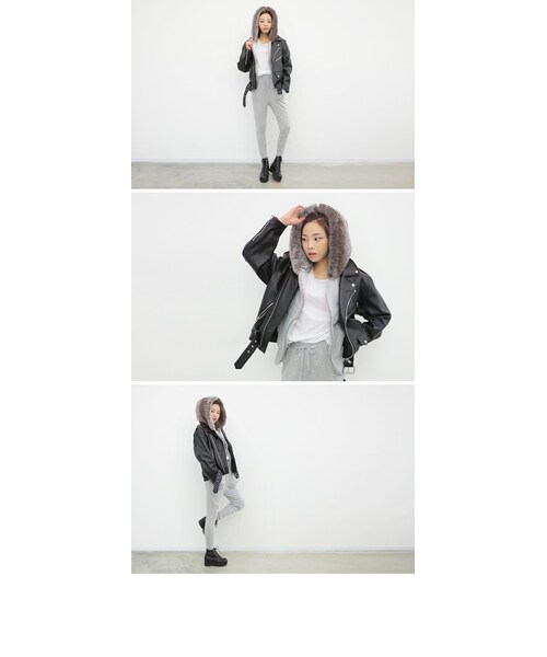 STYLENANDA（スタイルナンダ）の「ボーイフィットライダースジャケット（その他・レディース・ブラック・FRE）」の7枚目の写真