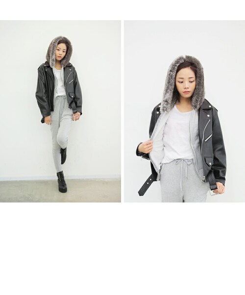 STYLENANDA（スタイルナンダ）の「ボーイフィットライダースジャケット（その他・レディース・ブラック・FRE）」の10枚目の写真