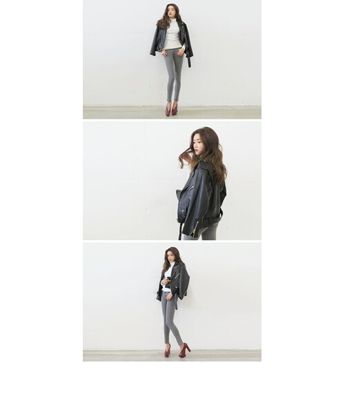 STYLENANDA（スタイルナンダ）の「ボーイフィットライダースジャケット（その他・レディース・ブラック・FRE）」の21枚目の写真