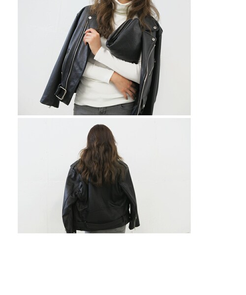 STYLENANDA（スタイルナンダ）の「ボーイフィットライダースジャケット（その他・レディース・ブラック・FRE）」の19枚目の写真