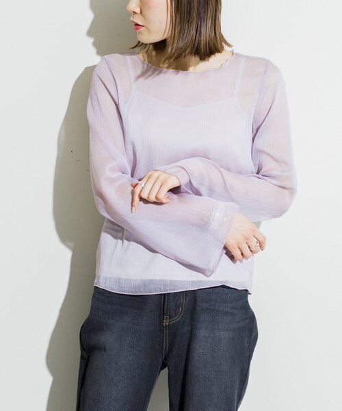 prose verse（プロズヴェール）の「《WEB限定》【セットアイテム】シアー楊柳ブラウスキャミセット（シャツ/ブラウス・レディース・オフホワイト/グレージュ/グリーン/ブラック・FREE）」の3枚目の写真