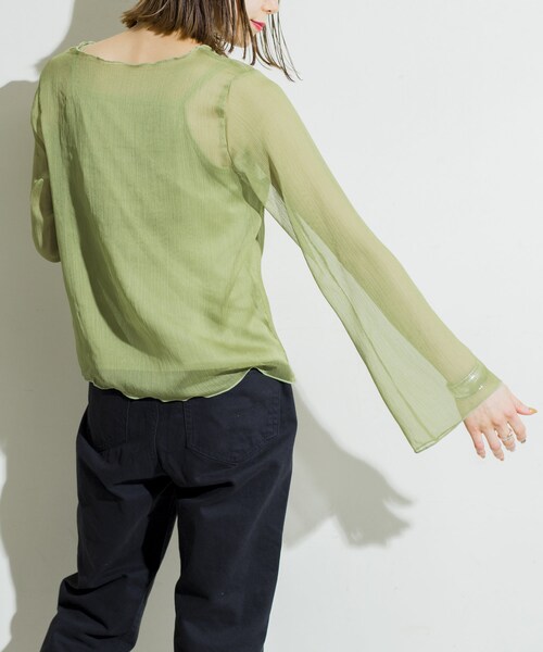 prose verse（プロズヴェール）の「《WEB限定》【セットアイテム】シアー楊柳ブラウスキャミセット（シャツ/ブラウス・レディース・オフホワイト/グレージュ/グリーン/ブラック・FREE）」の4枚目の写真