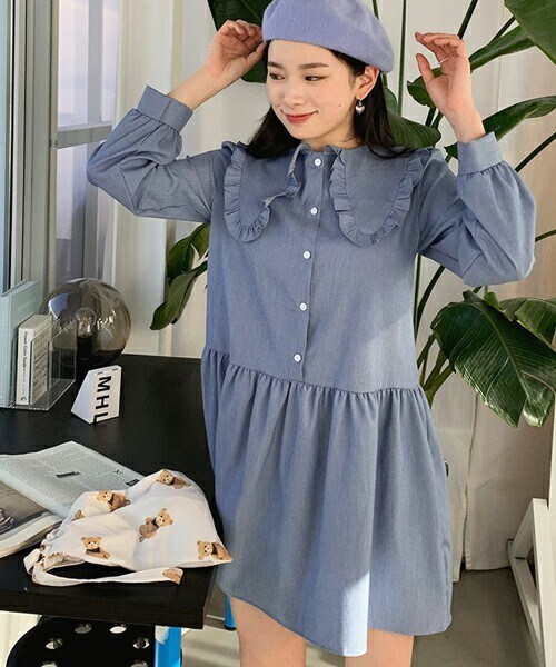 未使用　DHワンピース　Мサイズ ダーリッチ Darich パイルロゴボーダーニットミニワンピース