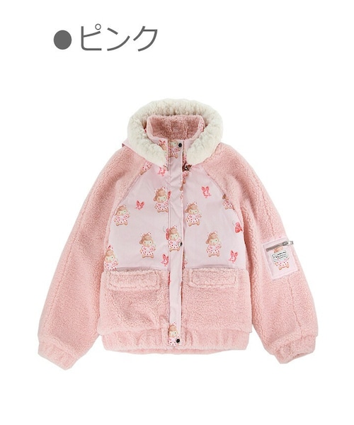 Bobon21（ボボンニジュウイチ）の「Baby SheepボアMIX中綿ジャケット-全２色-（ダウンジャケット/コート・レディース・ベージュ/ピンク・S/M/L）」の2枚目の写真