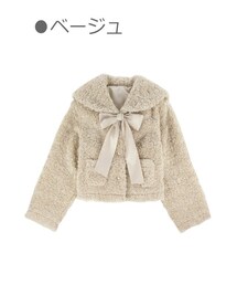 Bobon21 | フード付きボアファーショート丈ジャケット-全２色-(ブルゾン)