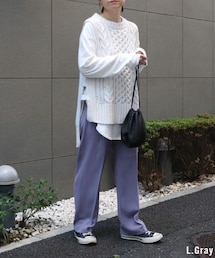 サイドオープンケーブルニットベスト