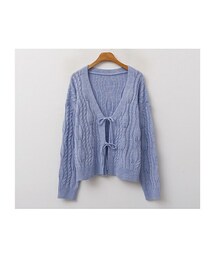 fd style | リボン結び透かしケーブルニットカーディガン(カーディガン/ボレロ)