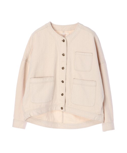 Green Parks(グリーンパークス)の「ノーカラーカバーオールジャケット(ジャケット/アウター・ナチュラル/ネイビー・F)」の6枚目の写真