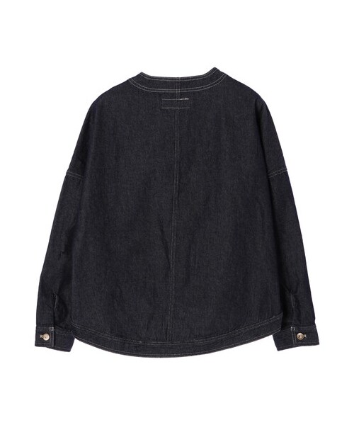 Green Parks(グリーンパークス)の「ノーカラーカバーオールジャケット(ジャケット/アウター・ナチュラル/ネイビー・F)」の2枚目の写真