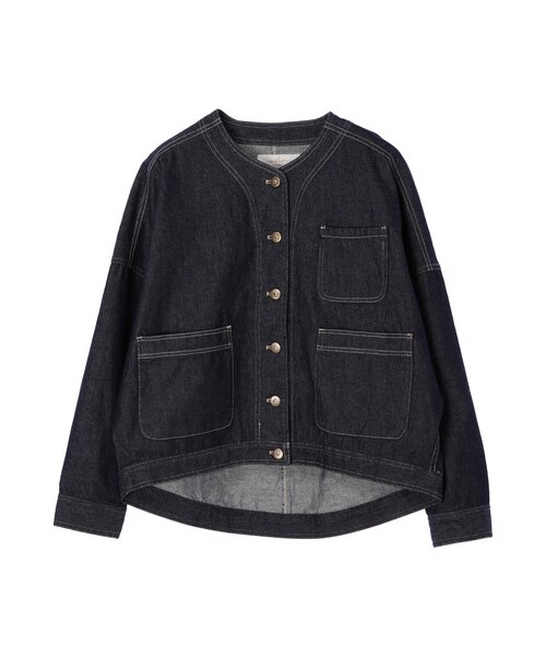 Green Parks(グリーンパークス)の「ノーカラーカバーオールジャケット(ジャケット/アウター・ナチュラル/ネイビー・F)」の7枚目の写真