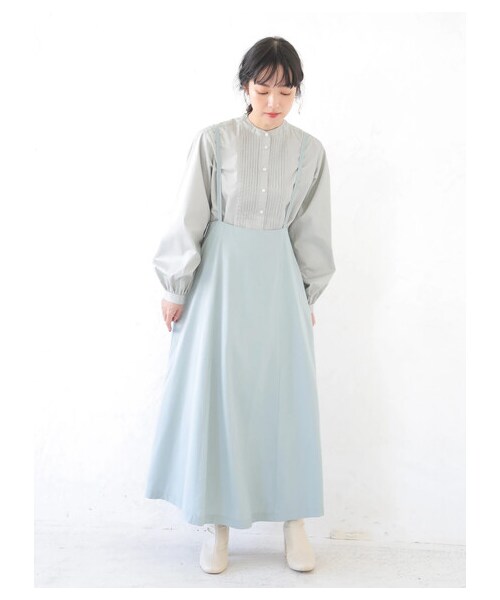 earth music&ecology(アースミュージックアンドエコロジー)の「<WEB限定大きな・小さなサイズ>SET2点 ジャンスカ+ピンタックシャツ(ワンピース/ドレス・ベージュ/ミント/ラベンダー・F/XS/L)」の5枚目の写真