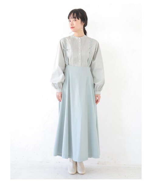 earth music&ecology(アースミュージックアンドエコロジー)の「<WEB限定大きな・小さなサイズ>SET2点 ジャンスカ+ピンタックシャツ(ワンピース/ドレス・ベージュ/ミント/ラベンダー・F/XS/L)」の2枚目の写真