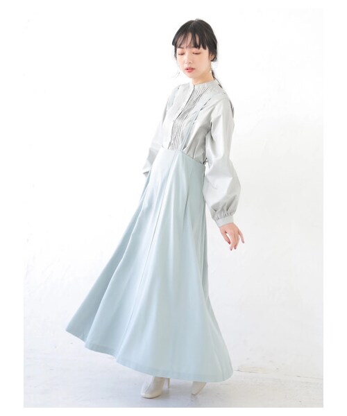 earth music&ecology(アースミュージックアンドエコロジー)の「<WEB限定大きな・小さなサイズ>SET2点 ジャンスカ+ピンタックシャツ(ワンピース/ドレス・ベージュ/ミント/ラベンダー・F/XS/L)」の3枚目の写真