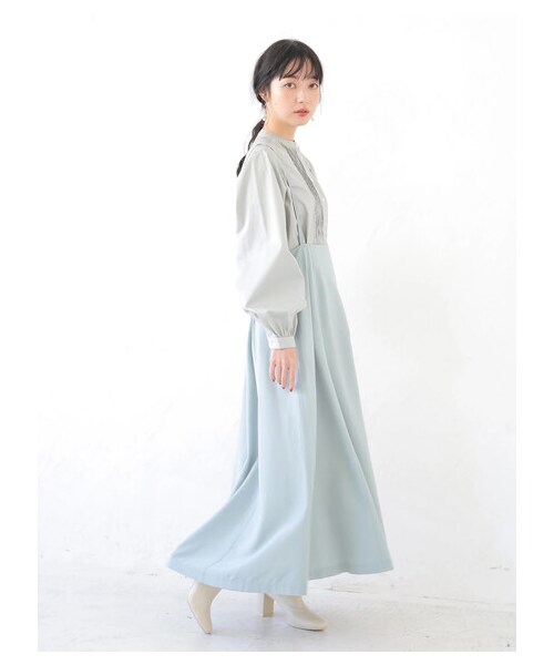earth music&ecology(アースミュージックアンドエコロジー)の「<WEB限定大きな・小さなサイズ>SET2点 ジャンスカ+ピンタックシャツ(ワンピース/ドレス・ベージュ/ミント/ラベンダー・F/XS/L)」の6枚目の写真