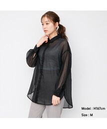 GU | シアーロングシャツ(長袖)(トップス)