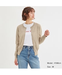 GU | UVカットウォッシャブルクルーネックカーディガン(長袖)(トップス)