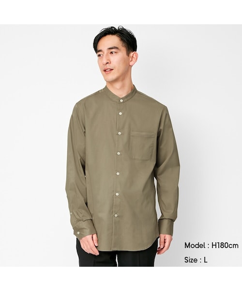GU(ジーユー)の「イージーケアバンドカラーシャツ(長袖)CL+X(長袖・メンズ・GCL3333・GML002)」の1枚目の写真