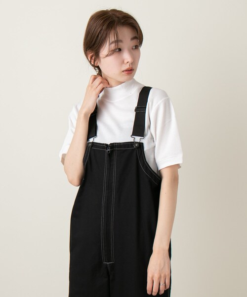 Kastane(カスタネ)の「HEALTH KNIT ベーシックモックネックプルオーバー(Tシャツ/カットソー・レディース・オフホワイト/チャコールグレー/ブラック/ブラックその他1・FREE)」の1枚目の写真